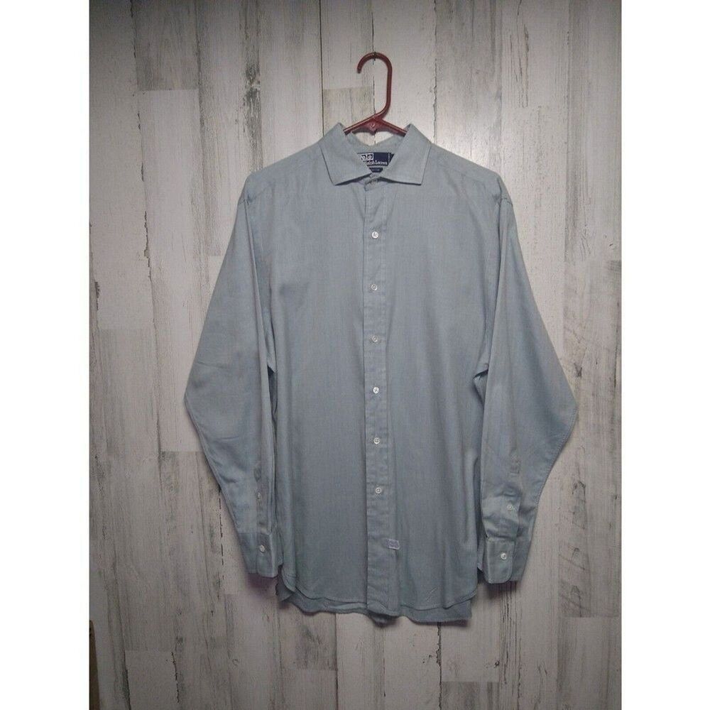 Polo Ralph Lauren Men's 16-33 Light Blue Cotton Button Up